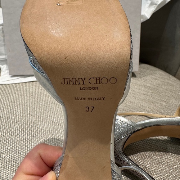 Jimmy Choo Lance 120 Silver Glitter Heels
- EU 37 / US 7 - Made in Italy w/ Box - Picture 7 of 9
